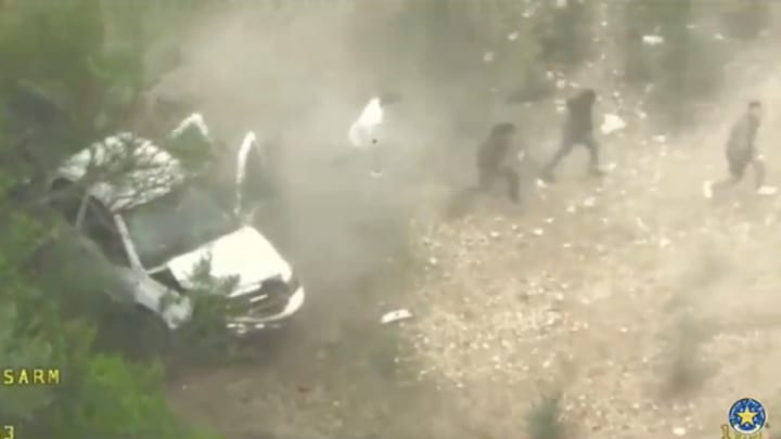 WATCH: Half-Dozen Illegals Flee on Foot After Smuggler Slams Stolen Truck Into Tree in Texas