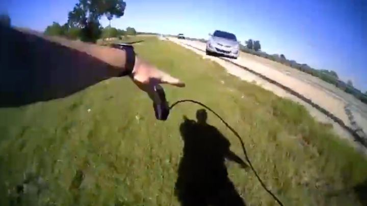 SHOCK VIDEO: Smuggler Tries to Run Over TxDPS Trooper Laying Spike Strip on Highway